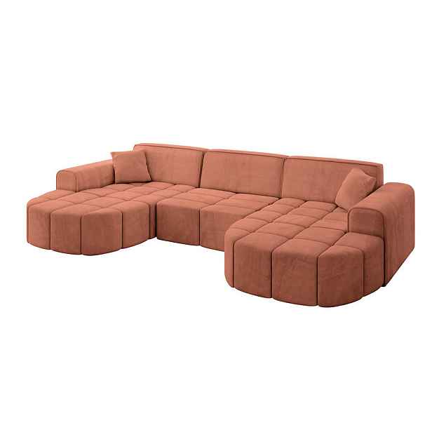 ALTDECOR SEDACÍ SOUPRAVA ve tvaru U LIVO-U1 315x173x79,5 Meruňková Velur