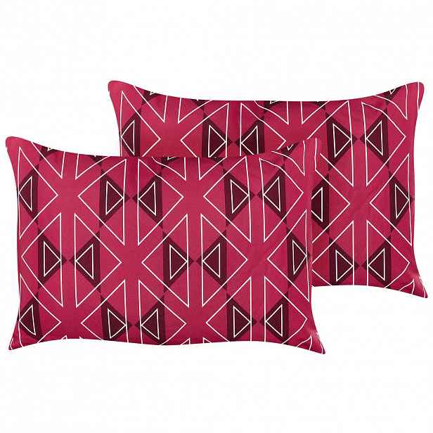 Beliani ZAHRADNÍ POLŠTÁŘ sada 2 ks geometrický vzor růžový 40/60 cm Mezzano