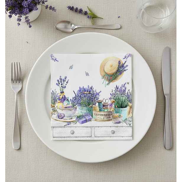Dekorativní papírový ubrousek LEVANDULE 33x33 cm balení 20 ks