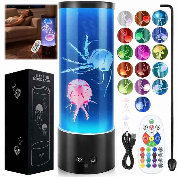 Lampa Medúza Do Akvária Noční Led Barvy Rgb Pro Domácí Dekoraci Dálkové Ovládání