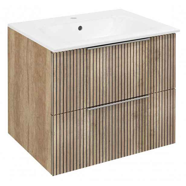 Sapho Cirasa - Umyvadlová skříňka Strip 59x52x46 cm, 2x zásuvka, dub alabama CR611-2322