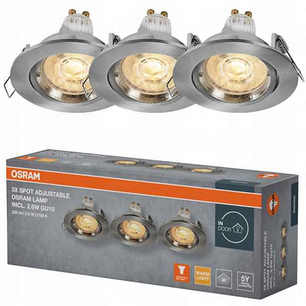 3x Podomítkové stropní svítidlo Halogenové Led Spot Pohyblivé GU10 2.6W 2700K