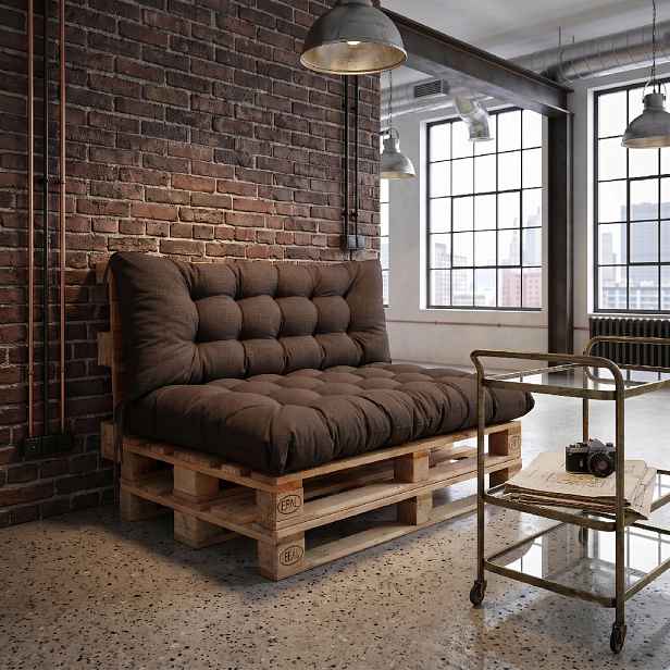 Interiérový polstr na palety LOFT 22 – hnědá pro paletové sezení do obývacího pokoje Mybesthome