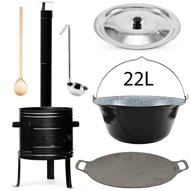 Perfect Home PL-Set-75 Kotlíková souprava 22L, 6ks – kotlina/kotlík/poklice/vařečka/naběračka/deska