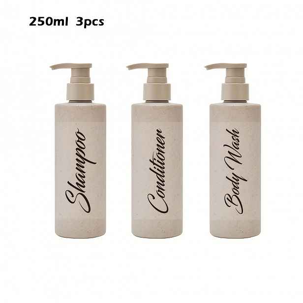 TEMU Sada 3 dávkovačů mýdla do koupelny, 250 ml, opakovaně plnitelné - šampon, kondicionér, tělové mléko, láhev s dávkovačem s pumpičkou, cestovní