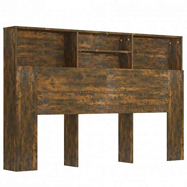 vidaXL Čelo postele s úložným prostorem kouřový dub 160x19x103,5 cm