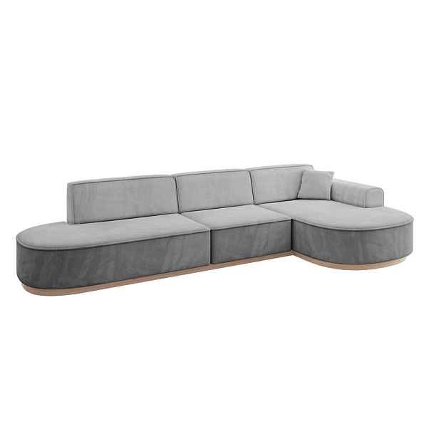 ALTDECOR ROHOVÁ SEDAČKA s otomanem, pravá MARI-L2-v1 328x171x83 Šedá Velur