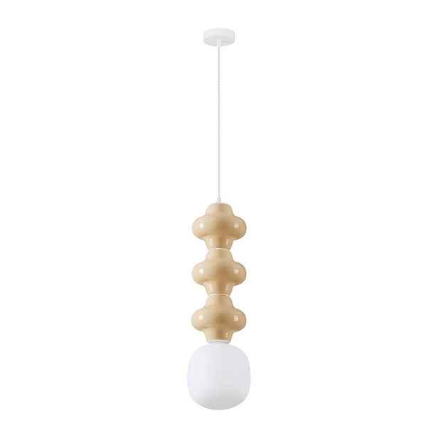 Bílé/krémové keramické závěsné svítidlo se skleněným stínidlem ø 18 cm Clio – Nova Luce