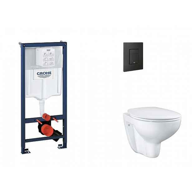 Grohe Rapid SL - Set předstěnové instalace, klozetu, sedátka SoftClose a tlačítka Even, phantom black SANI11BB5113