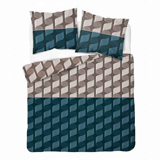 Povlečení 160x200 Geometrická mozaika v odstínech béžové a tyrkysové