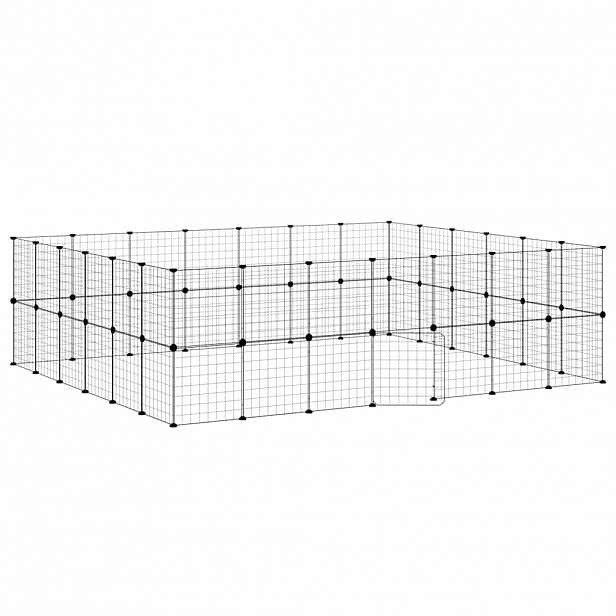 vidaXL 52panelová ohrádka pro zvířata s dvířky černá 245 x 210 x 70 cm ocel