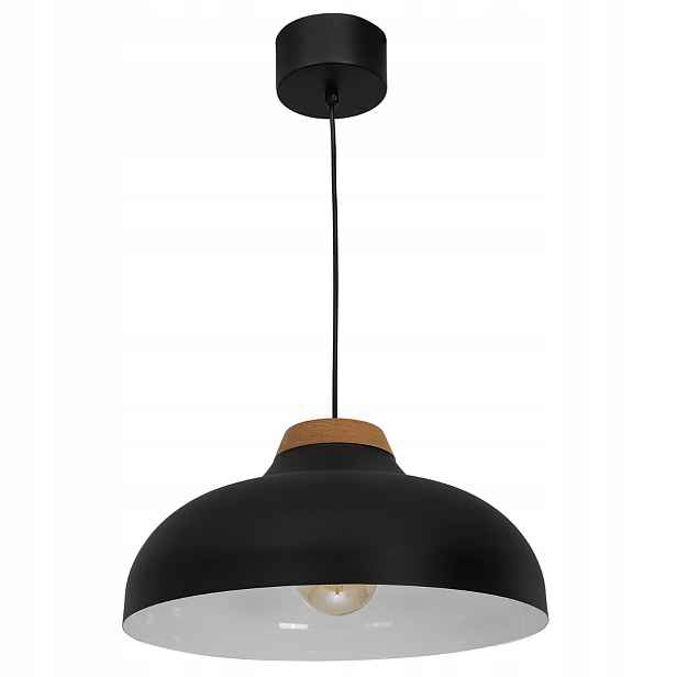 Závěsná lampa Luminex Burgos E27 15W černá/dřevo 130 cm 40 cm