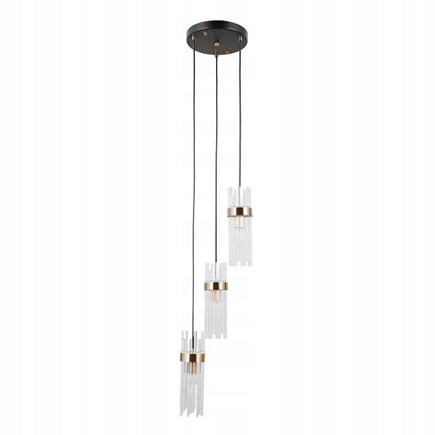 Italux Závěsná lampa Taraso černo-zlatá 3xE14 40W se skleněnými stínítky
