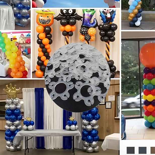 TEMU 51 ks Multifunkční kroužky na balónky, opakovaně použitelné plastové klipy na balónky, vhodné pro svatby, narozeniny, párty dekorace balónkových
