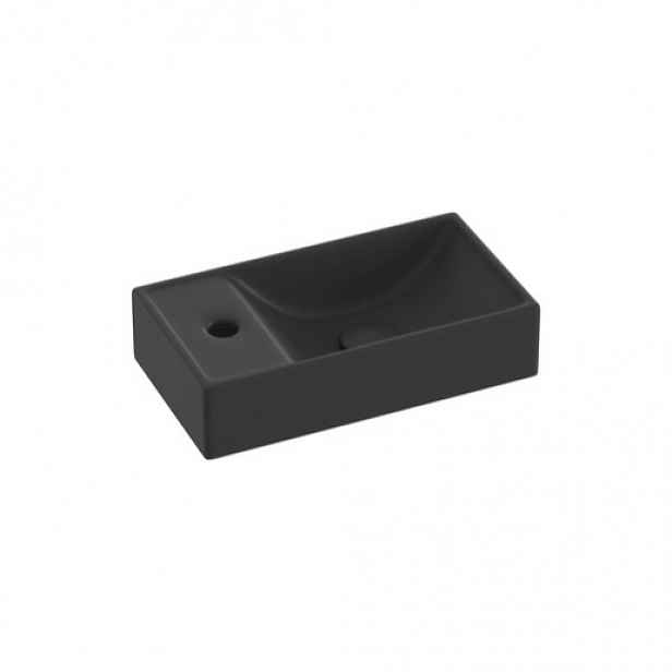 Umývátko Ravak Veda 40,8x22,2 cm černá mat otvor pro baterii, bez přepadu XJXLD240000