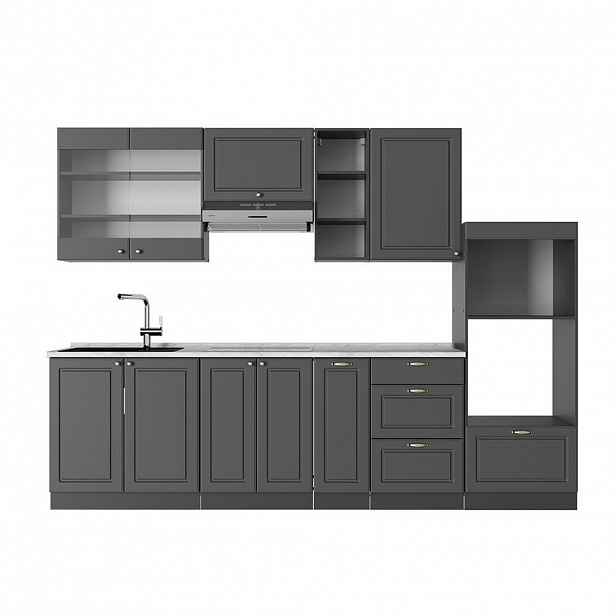 Vicco KUCHYŇSKÝ KOUT Fame-Line Anthrazit-Gold Landhaus 280 cm , PD Mramor