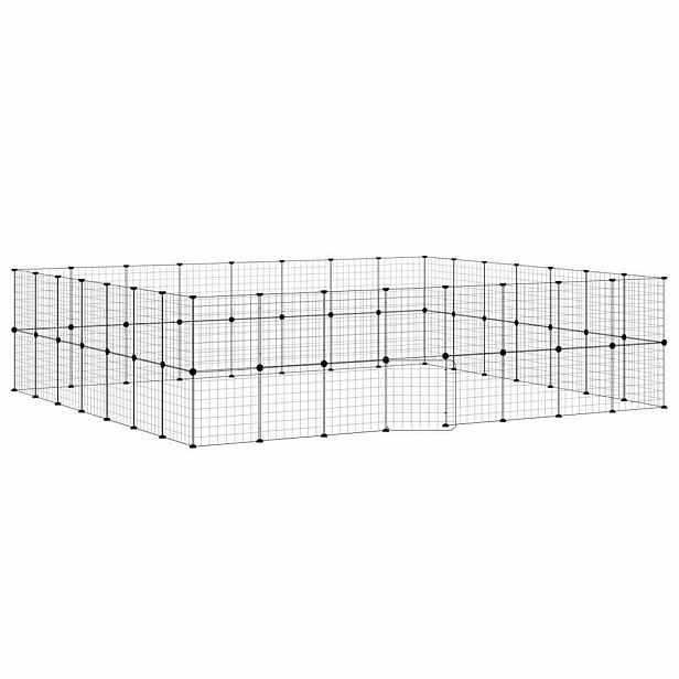 vidaXL 60panelová ohrádka pro zvířata s dvířky černá 280 x 245 x 70 cm ocel