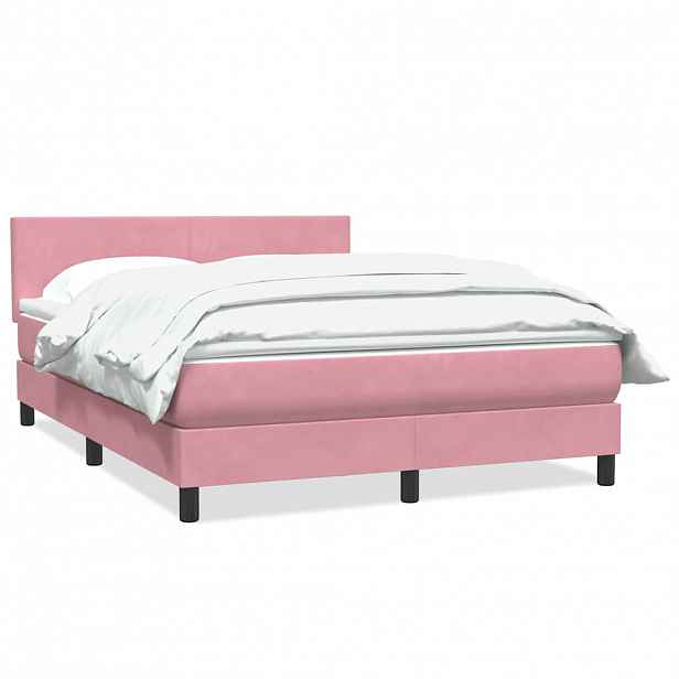 vidaXL Box spring postel s matrací růžová 160x220 cm samet