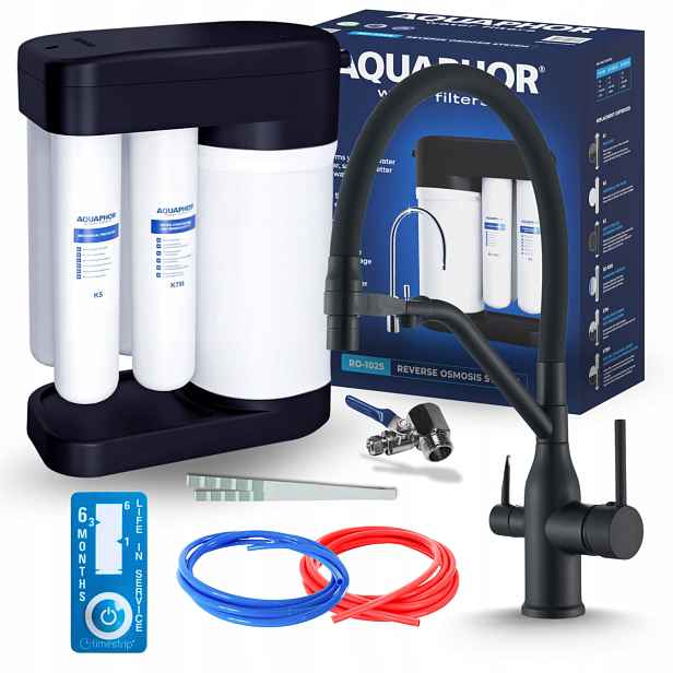 Černá Kuchyňská Baterie A Filtr Reverzní Osmózy Aquaphor Morion Pod Dřez