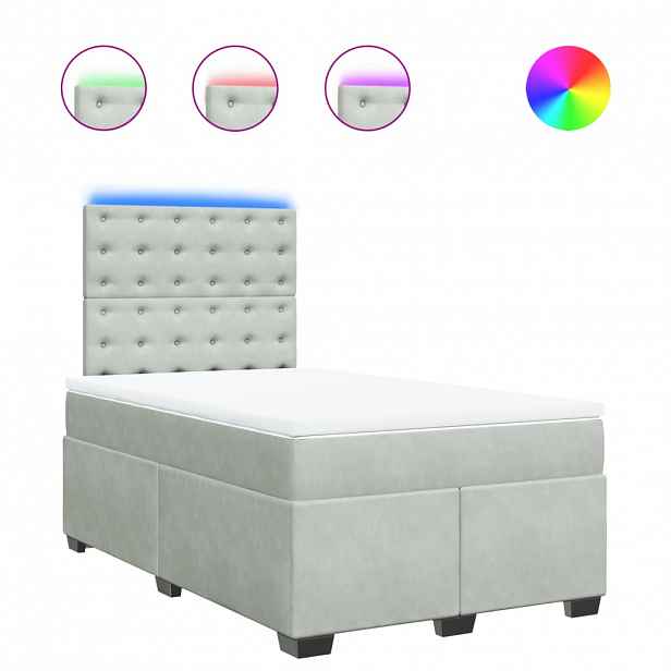 vidaXL Box spring postel s matrací světle šedá 120 x 200 cm samet