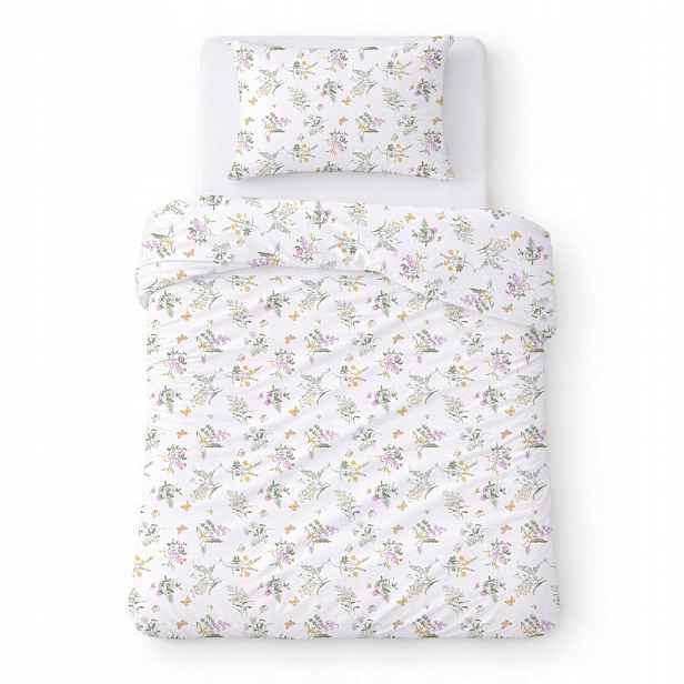 Povlečení bavlněné 140x200 bílé s polními květy, jemné Cotton Home