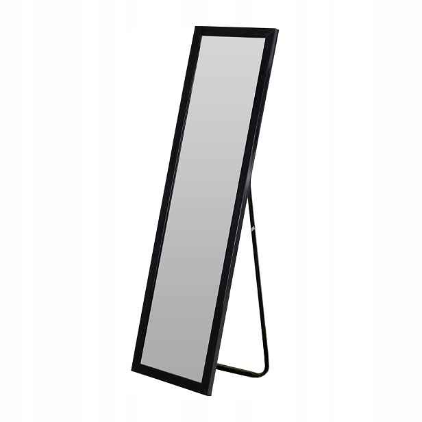 Zrcadlo Stojící Obdélníkové Vertikální Vysoké Černý Kovový Rám 36 X 126 CM