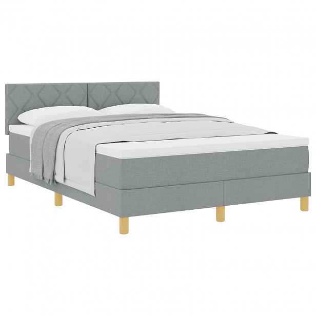 vidaXL Postel s boxspringem s čelo Světle šedá 140 x 190 cm textil