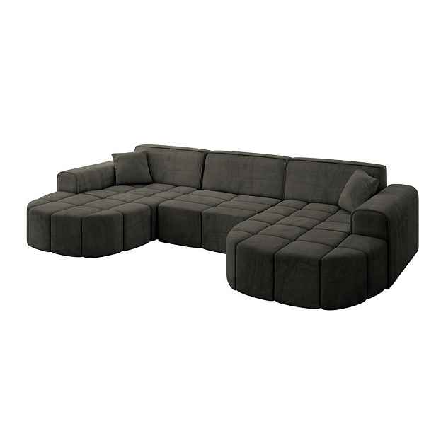 ALTDECOR SEDACÍ SOUPRAVA ve tvaru U LIVO-U1 315x173x79,5 Černá Velur