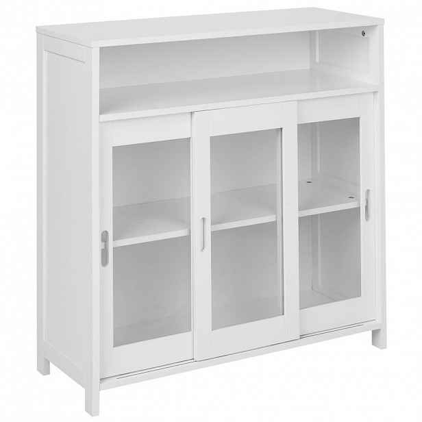 Beliani SIDEBOARD se skleněnými dveřmi 86 cm Bílý Crabtree