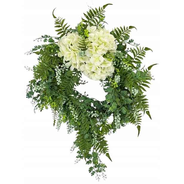 Letní věnec na dveře Dekorace Hortenzie Ozdoba Květiny 50 cm