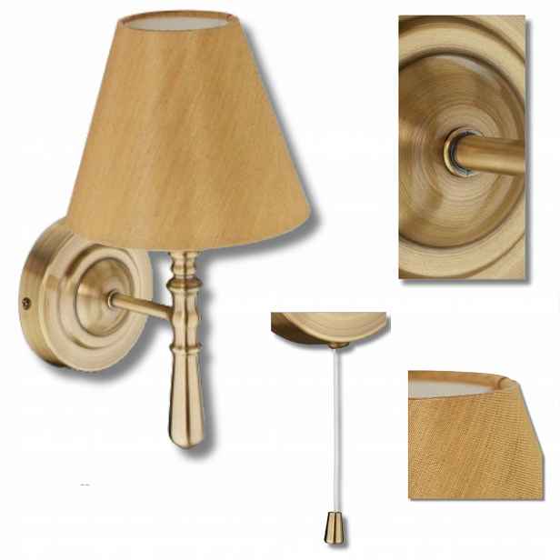 Nástěnná lampa s stínítkem Led svítidlo E14 Nástěnné svítidlo na zeď Zlatá