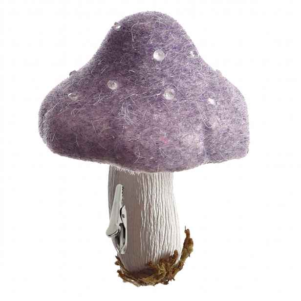 Podzimní dekorace s klipem MUSHROOM 13,5 cm, fialová