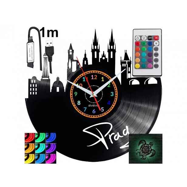 Prag Dárek Originální dekorace do domu Hodiny z vinylové desky