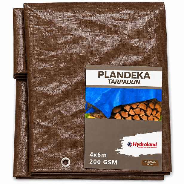 Silná Voděodolná Plachta 4x6 m Hnědá Extra Silná Plachta 200 g/m2 Gsm 6X4
