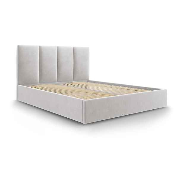 Světle šedá čalouněné dvoulůžková postel s úložným prostorem rošt součástí 180x200 cm Juniper - II.jakost – Mazzini Beds