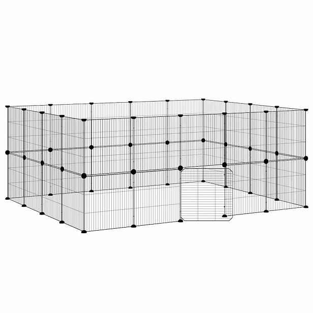 vidaXL 36panelová ohrádka pro zvířata s dvířky černá 175 x 140 x 70 cm ocel