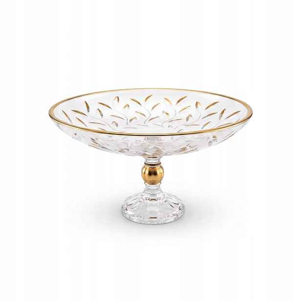 Bohemia Prestige Dekorativní mísa na nožce Laurus Gold 330 mm