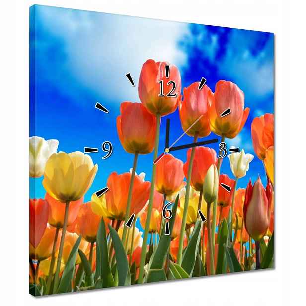 Hodiny 40x40 Barevné tulipány