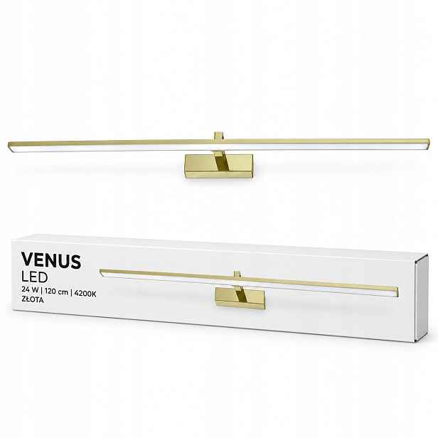Led nástěnné svítidlo Venus 24W 120 cm zlaté nad postel do ložnice 4200K IP44 1640lm