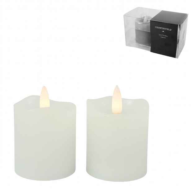LED sloupová svíčka LYON 8 cm bílá, sada 2 ks