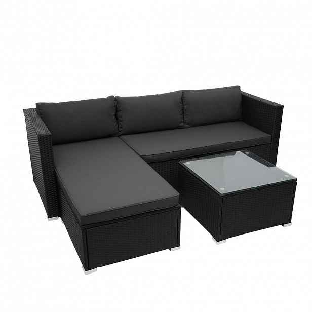 MCW POLY-RATTAN SADA Černá, šedá