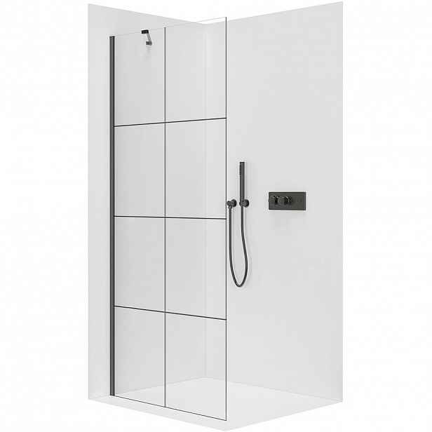 Sprchová zástěna Walk-in Onyx Y L/P - 8 mm - černá matná, industriální sklo - 120x200 cm