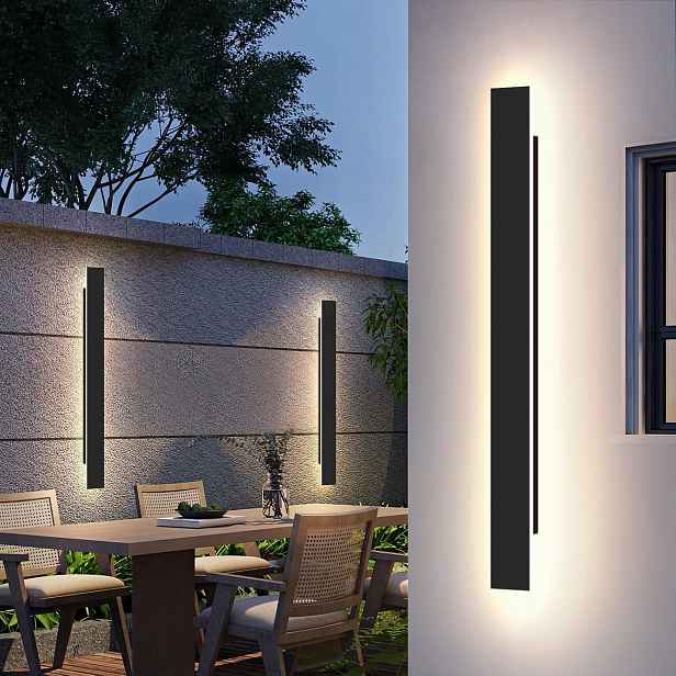 Zahradní nástěnné svítidlo dlouhé, venkovní, černé, 100 cm, Led 26 W