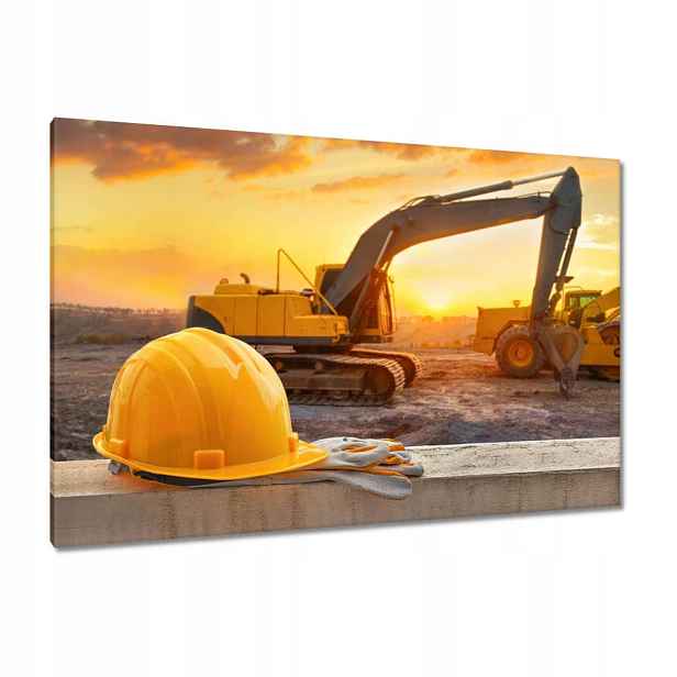 Obrazy 120x80 Žlutá přilba na pozadí bagru