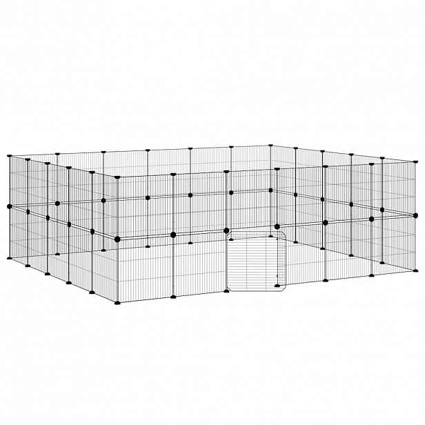vidaXL 44panelová ohrádka pro zvířata s dvířky černá 210 x 175 x 70 cm ocel