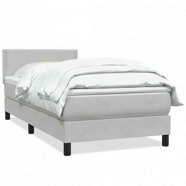 vidaXL Box spring postel s matrací světle šedá 80x210 cm samet