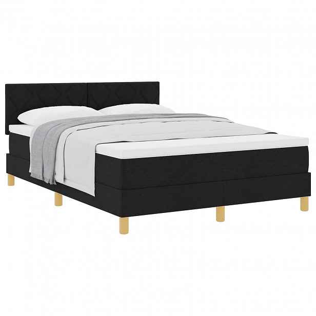 vidaXL Postel s boxspringem s polštářem Černá 140 x 190 cm textil