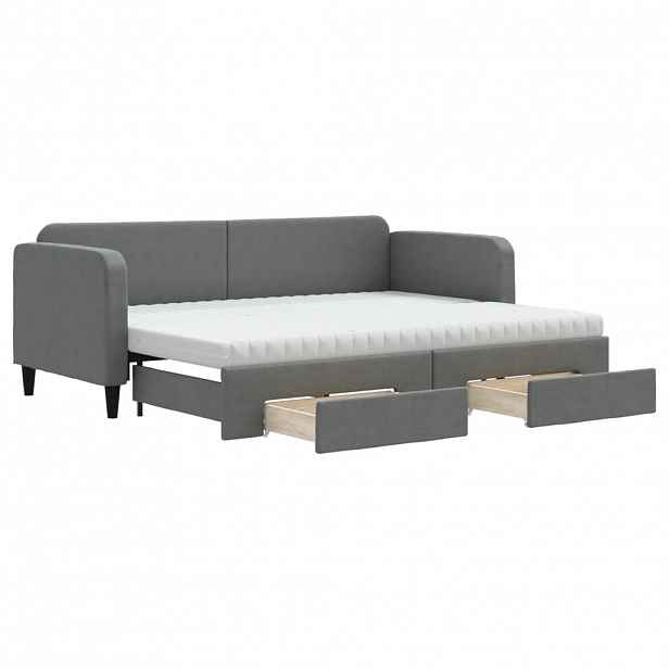 vidaXL Válenda s přistýlkou a zásuvkami tmavě šedá 80 x 200 cm textil