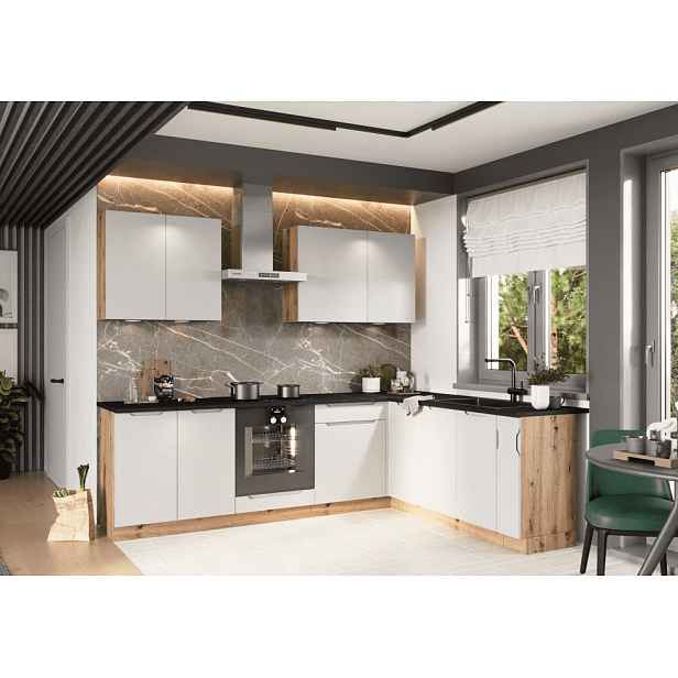 Artstolk Rohová kuchyňská linka ISABEL | 200-260 cm dub artisan/šedá Provedení: s pracovní deskou