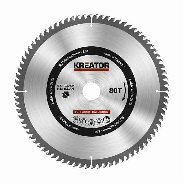 Kotoučová pila, kotouč 254 x 30 mm Kreator KRT020428